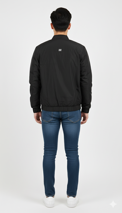 Black Graphic Print Bomber