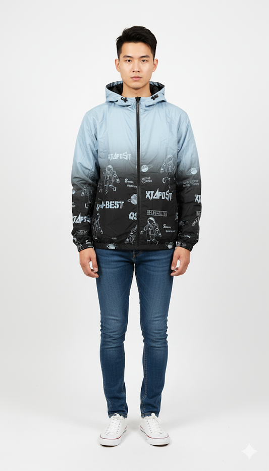 Graphic Space Gradient Windbreaker