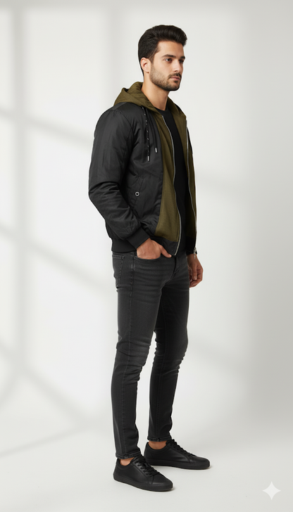 Layered Two-Tone Bomber Jacket