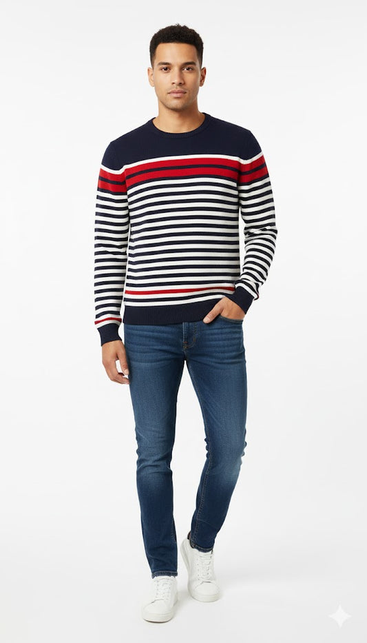 Nautical Inspired Horizontal Stripe Sweatshirt