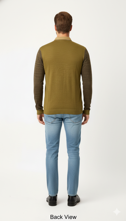 Men's Contrast Collar Henley Top