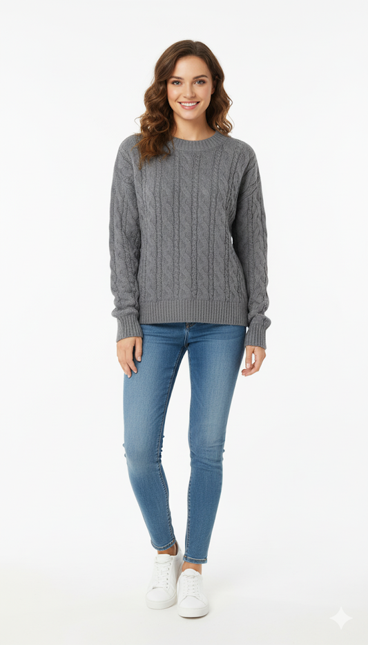 Women's Classic Cable Knit Crewneck