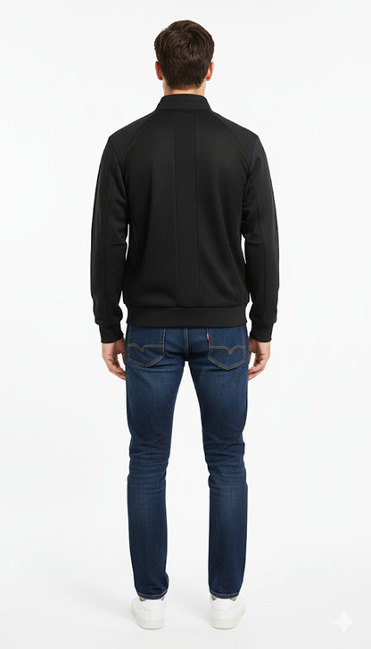 Black Technical Knit Zip-Up