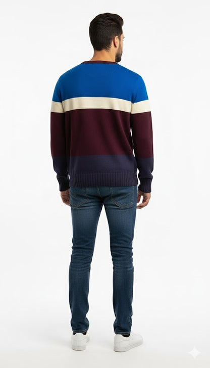 Bold Color Block V-Neck Sweatshirt