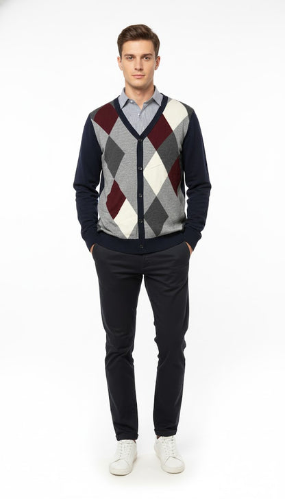 Men's Classic Argyle Cardigan