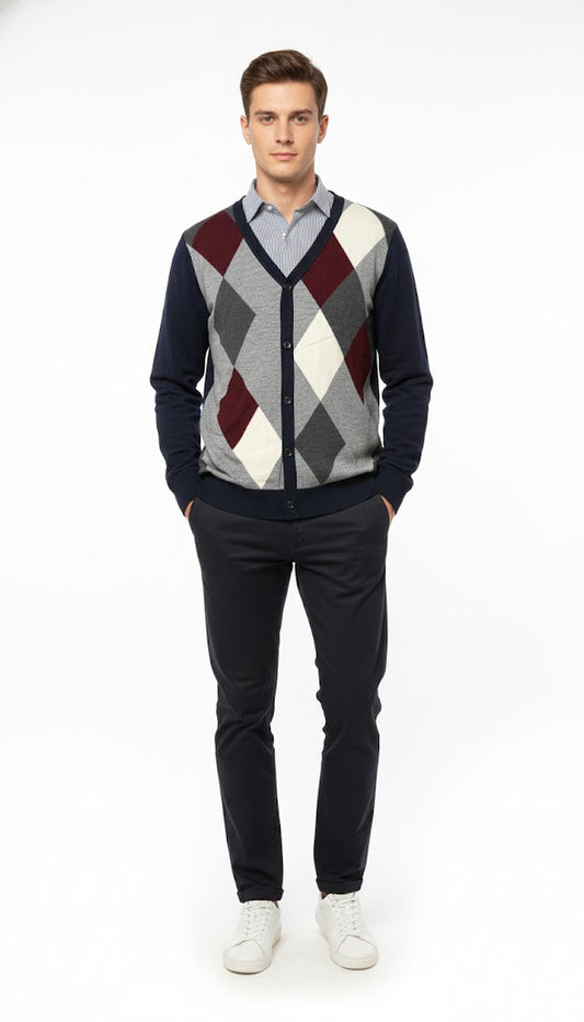 Men's Classic Argyle Cardigan
