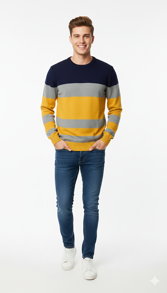Multi-Tone Block Stripe Sweater