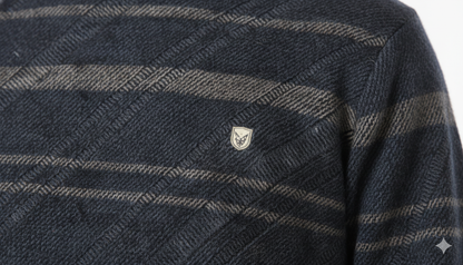 Men's Textured Stripe Mock Neck Sweater - Navy & Grey