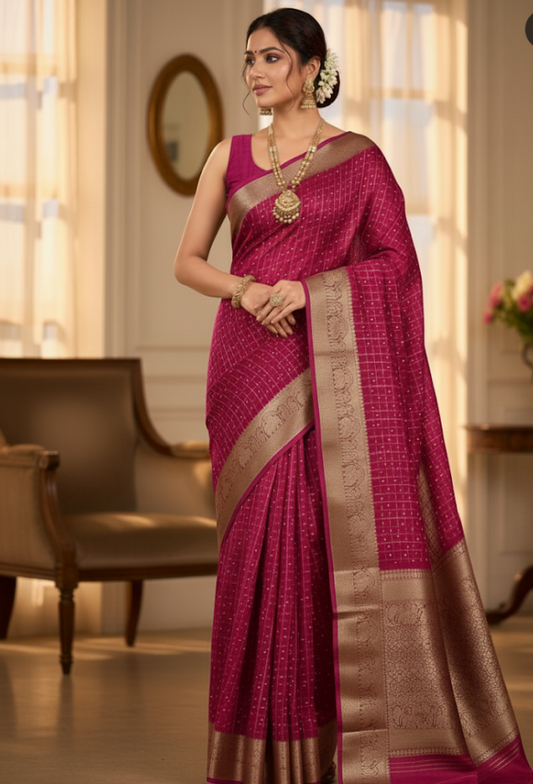 Elephant Bordered Silk Saree