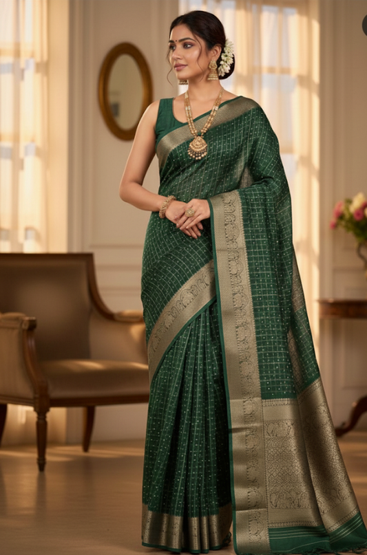 Elephant Bordered Silk Saree