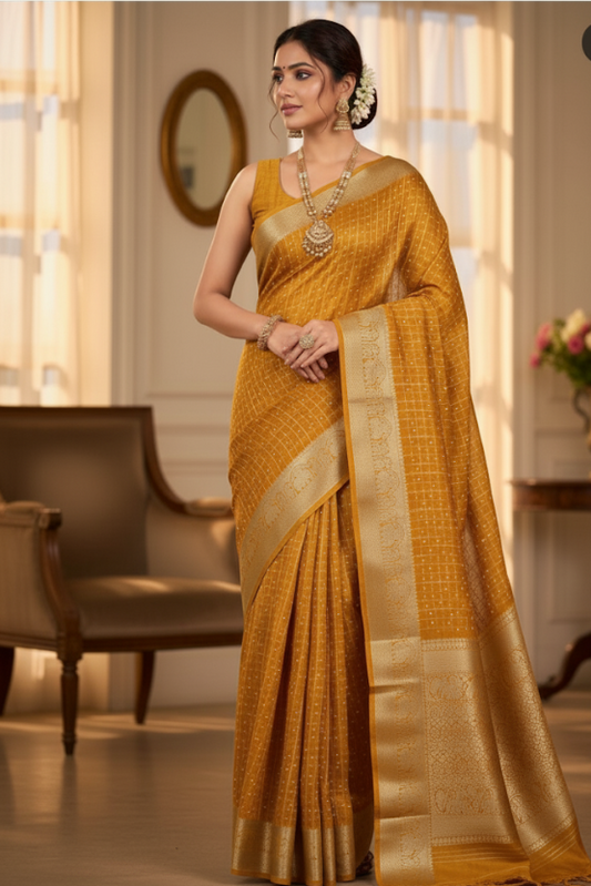 Elephant Bordered Silk saree